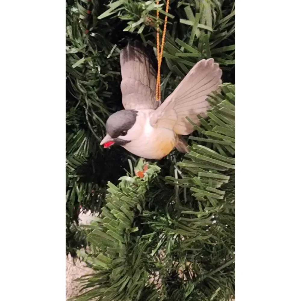 Andrea by Sadek Handpainted Porcelain Chickadee Hanging Ornament Figurine‎ FLAW